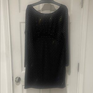 MICHAEL Michael Kors Black Velvet Long-Sleeve Dress with Silver Stud Detailing